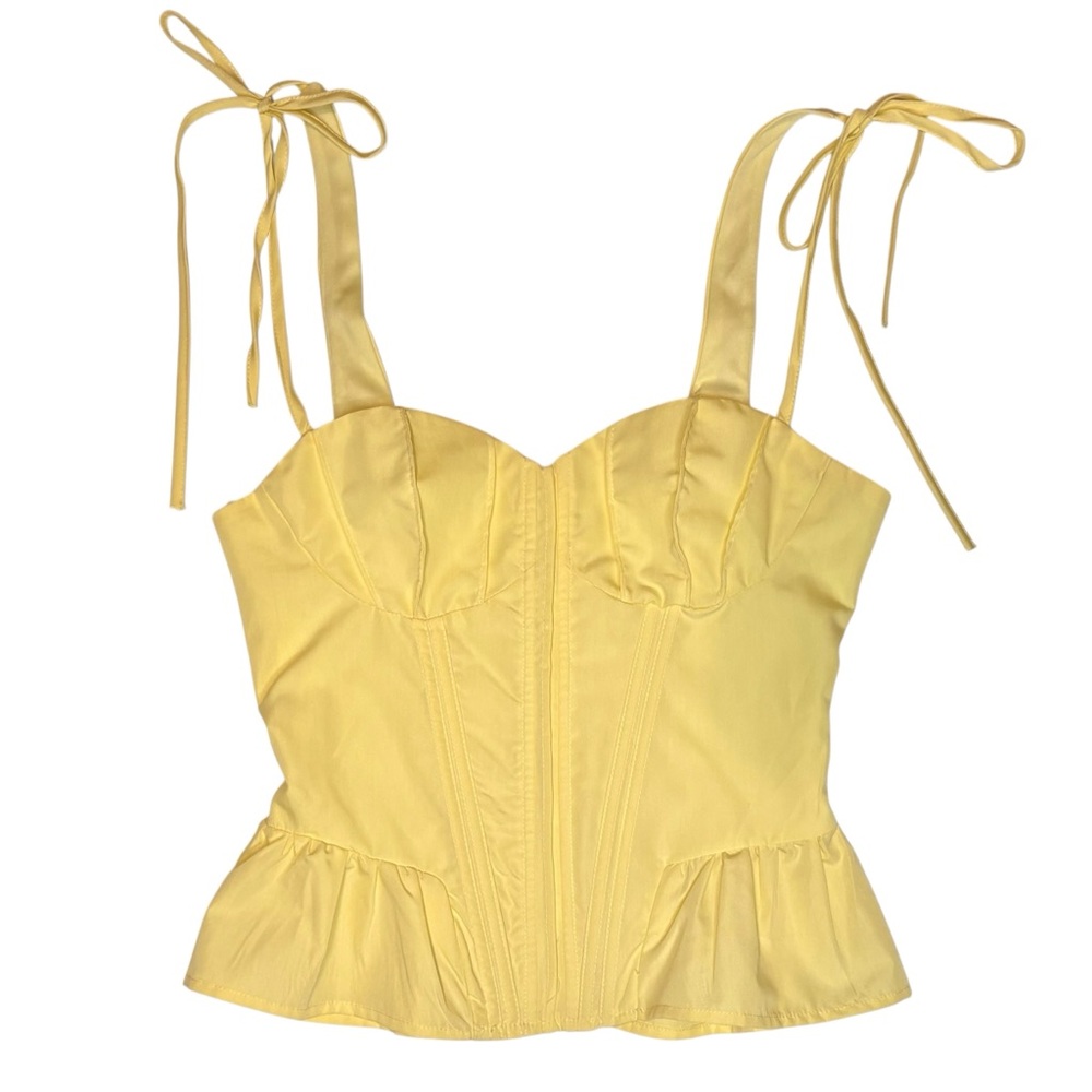 House of Thread Yellow Corset Peplum Top Size S